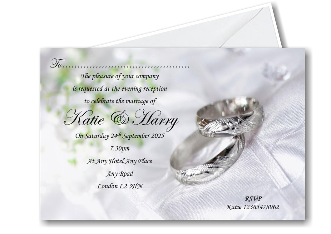 Beautiful Silver Write On Wedding Evening Invitation Ref WE7