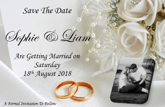 Save The Date Cards Ref SD-W Floral design with photo of the loving couple