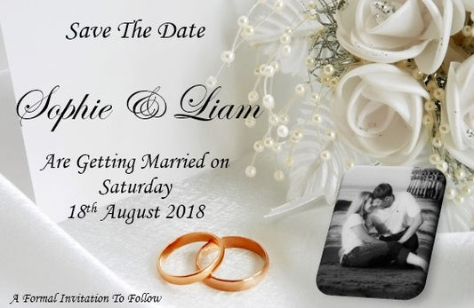 Save The Date Cards Ref SD-W Floral design with photo of the loving couple