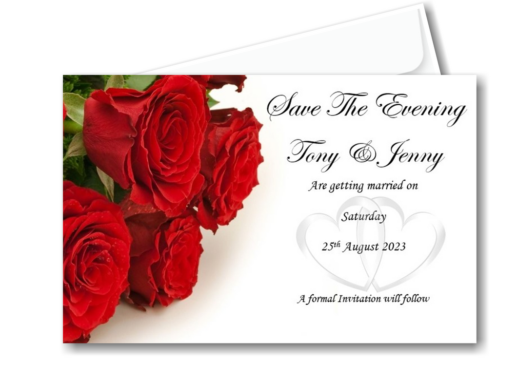 Save The Evening Cards Ref SE7 a classic red rose style