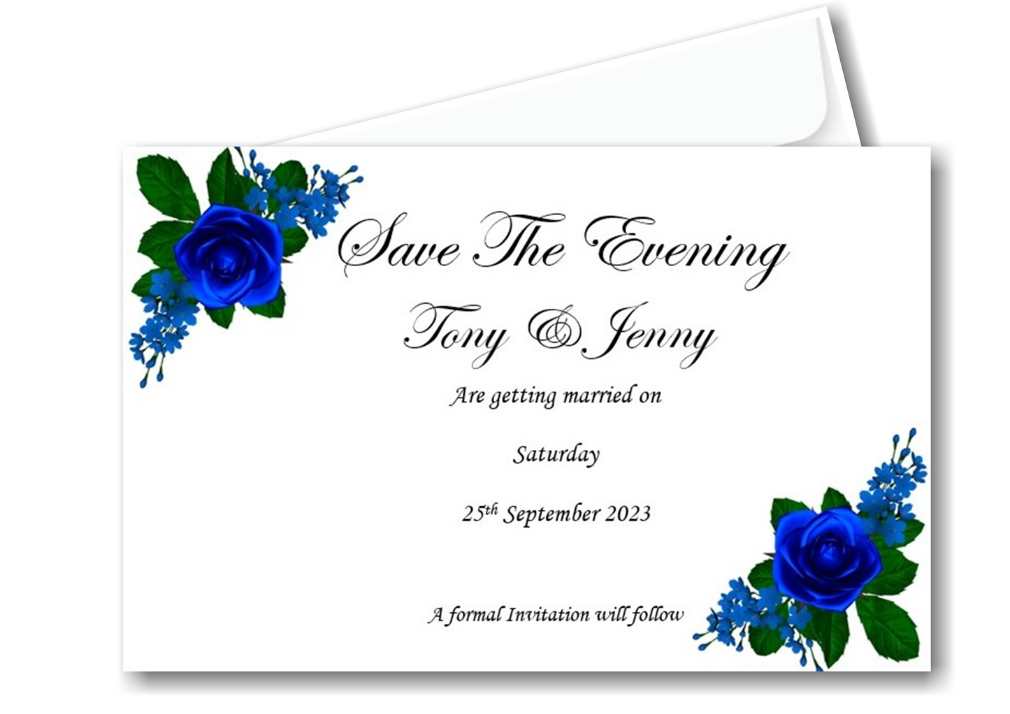 Save The Evening Cards Ref SE8 blue floral design