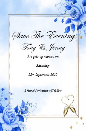 Save The Evening Cards Ref SE9 blue floral design classy and stylish