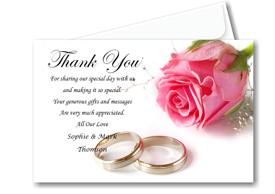 Wedding Thank You Cards Ref W6 a somple buy classy single pink rose design
