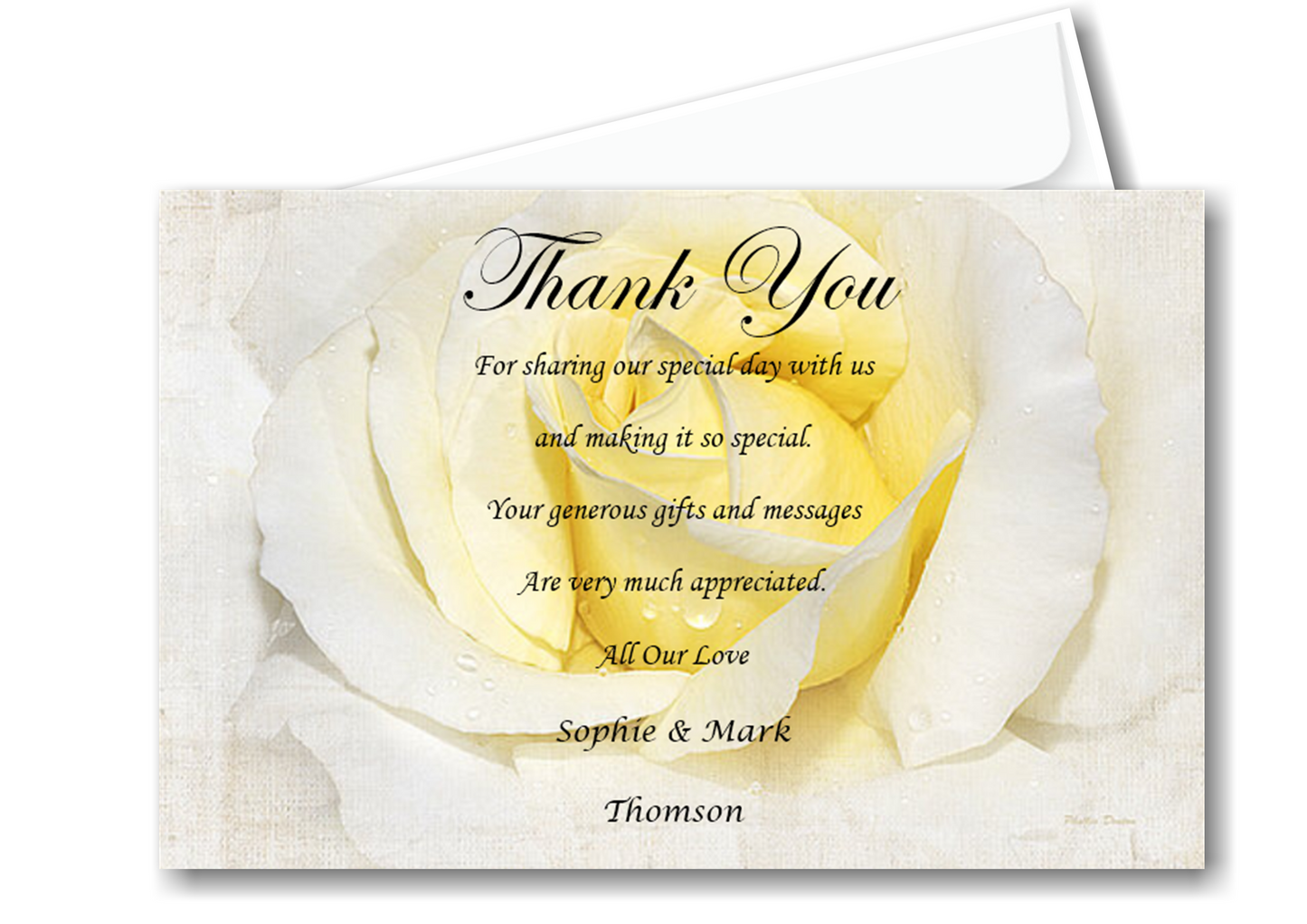 Wedding Thank You Cards Ref W7 a stylish lemon rose simple but timeless design